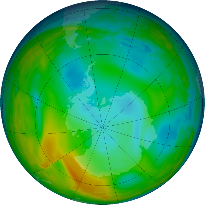 Antarctic ozone map for 19 July 1993